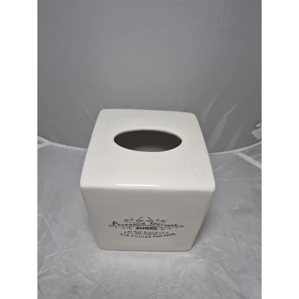 💥 Rare Pottery Barn Tissue Box Pharmacie French Script